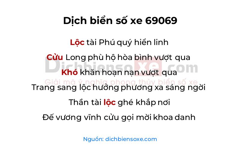 Dịch thơ biển số 69069