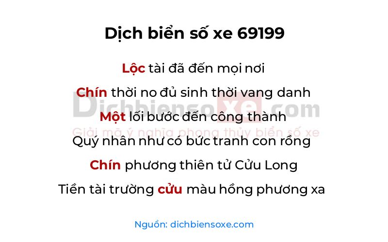 Dịch thơ biển số 69199