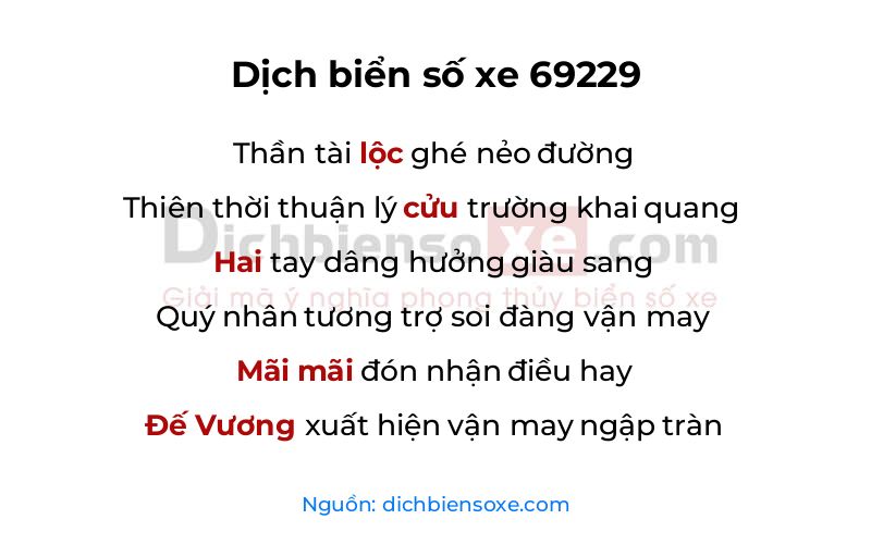 Dịch thơ biển số 69229