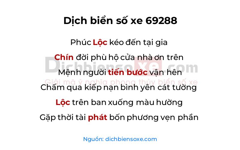 Dịch thơ biển số 69288