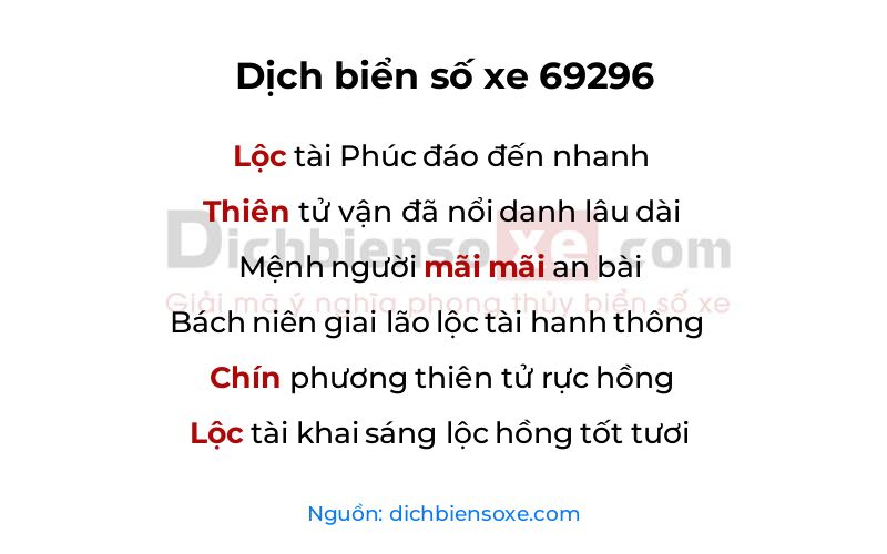 Dịch thơ biển số 69296