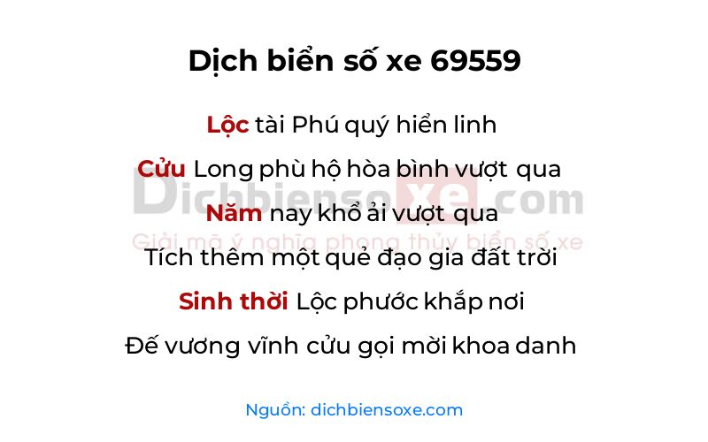 Dịch thơ biển số 69559