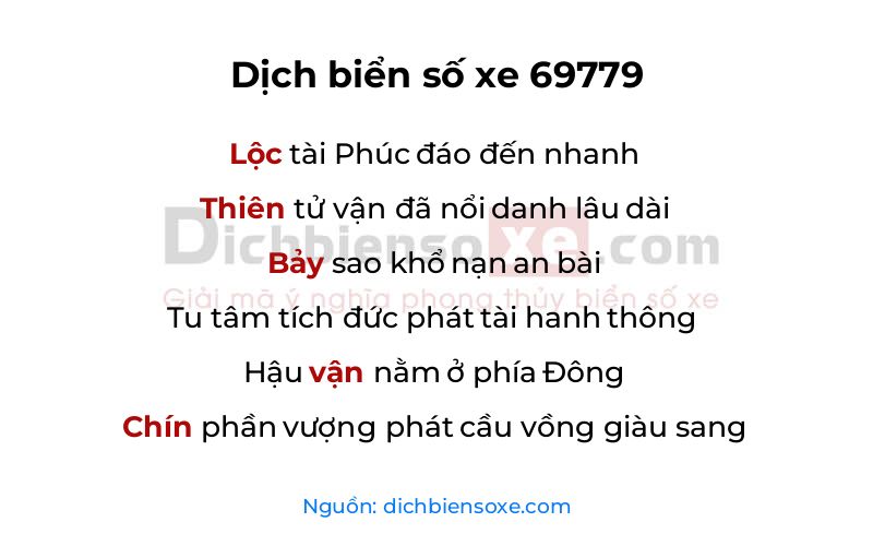 Dịch thơ biển số 69779