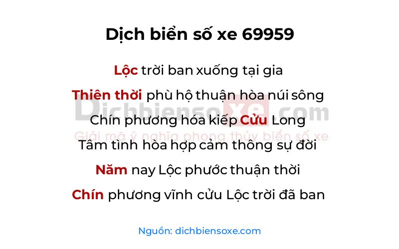 Dịch thơ biển số 69959