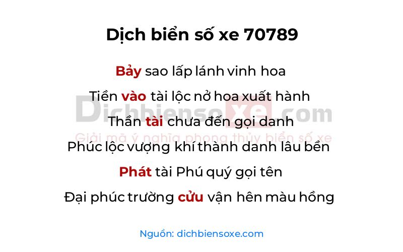 Dịch thơ biển số 70789