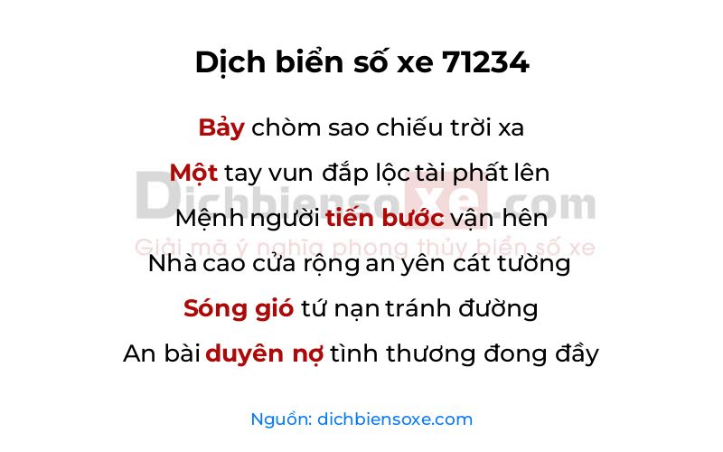 Dịch thơ biển số 71234