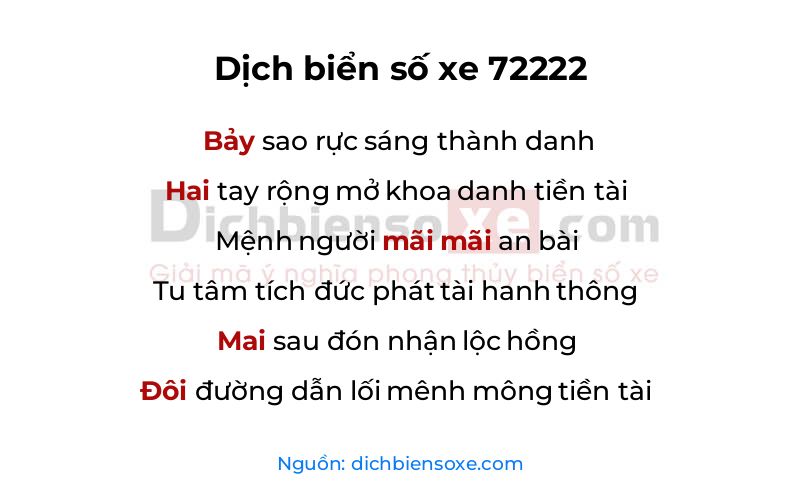 Dịch thơ biển số 72222