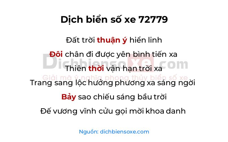 Dịch thơ biển số 72779