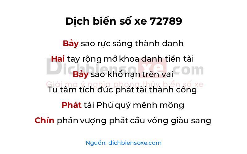 Dịch thơ biển số 72789