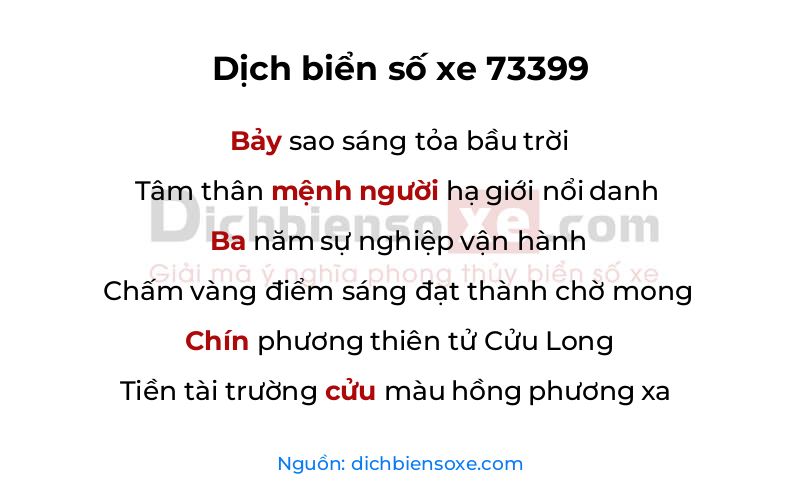 Dịch thơ biển số 73399