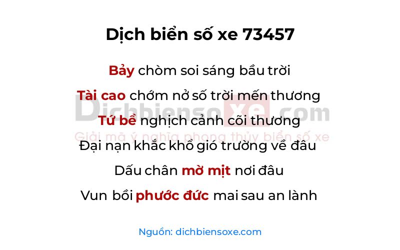 Dịch thơ biển số 73457