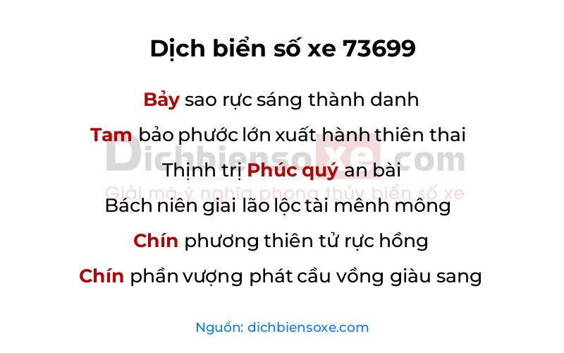 Dịch thơ biển số 73699