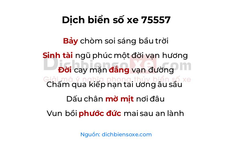 Dịch thơ biển số 75557