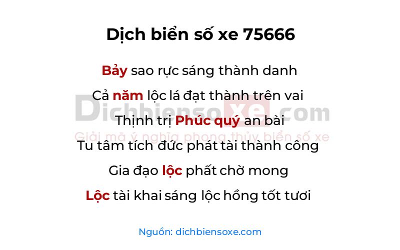 Dịch thơ biển số 75666