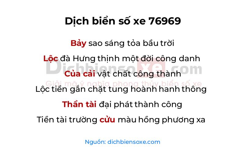 Dịch thơ biển số 76969