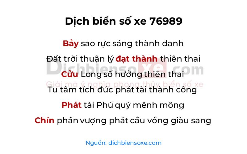 Dịch thơ biển số 76989