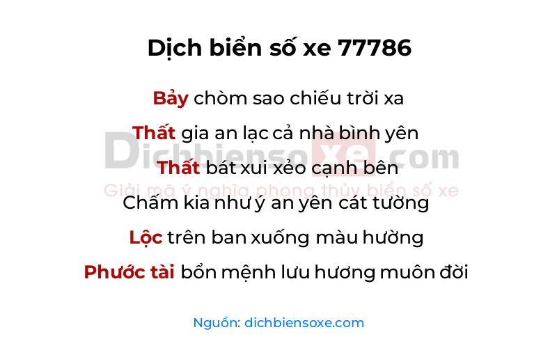 Dịch thơ biển số 77786