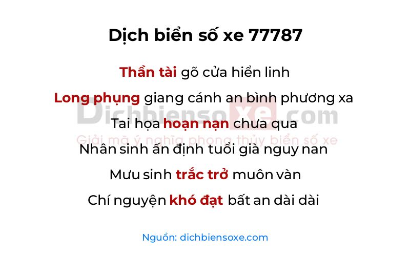 Dịch thơ biển số 77787