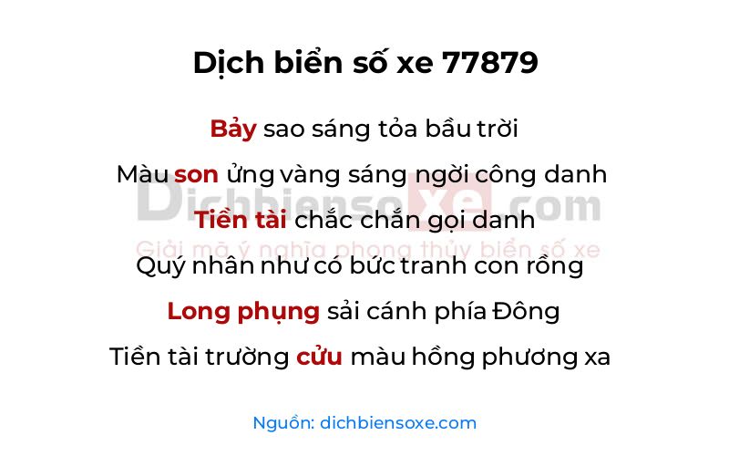 Dịch thơ biển số 77879