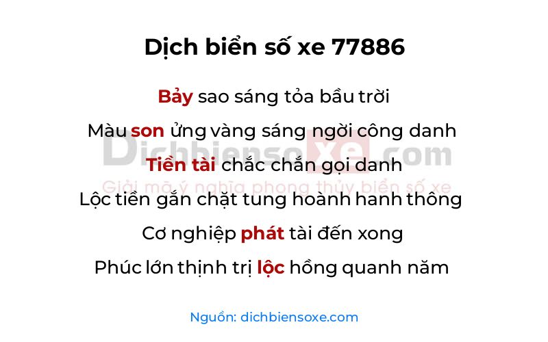 Dịch thơ biển số 77886