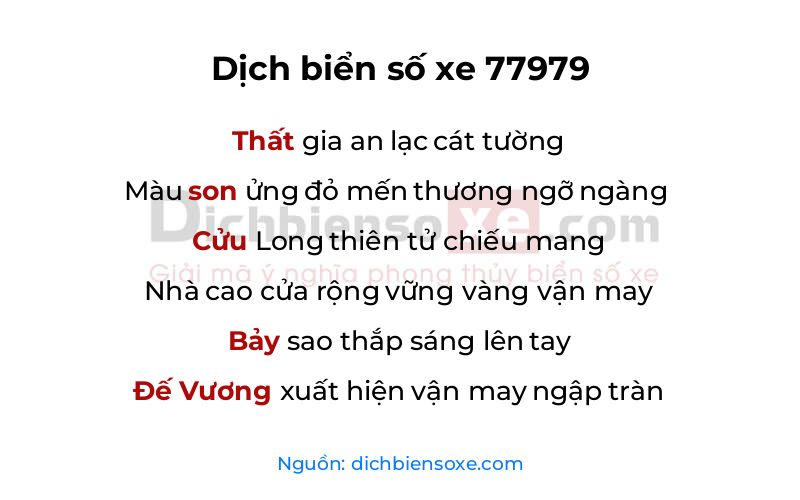 Dịch thơ biển số 77979