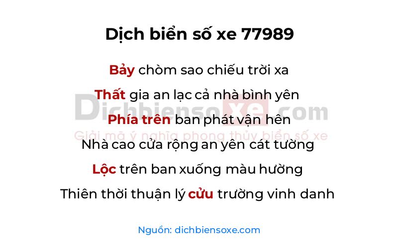 Dịch thơ biển số 77989