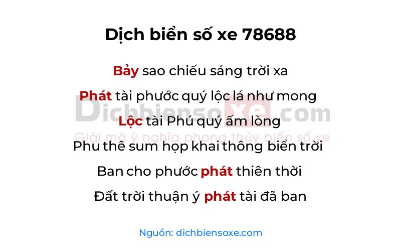 Dịch thơ biển số 78688