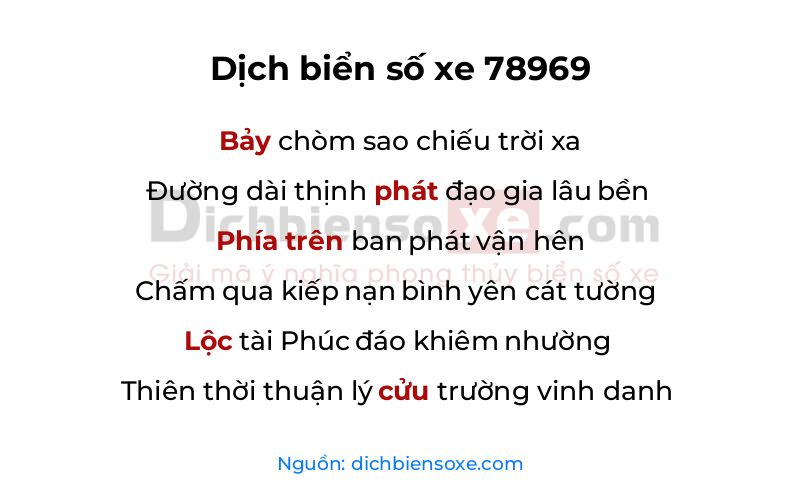 Dịch thơ biển số 78969