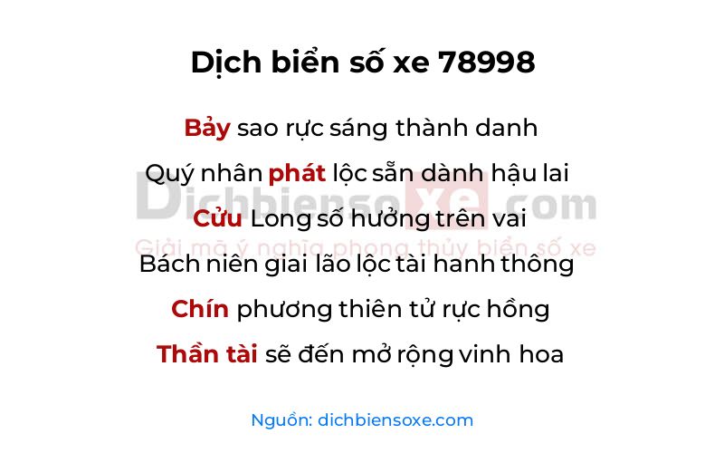 Dịch thơ biển số 78998