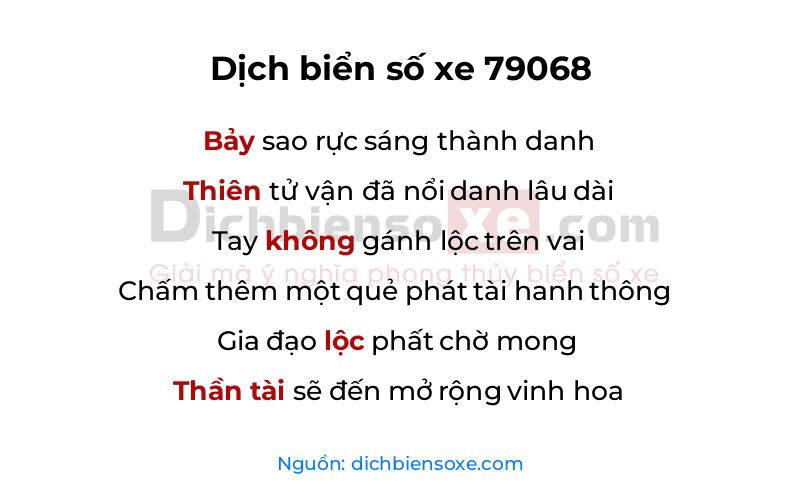 Dịch thơ biển số 79068