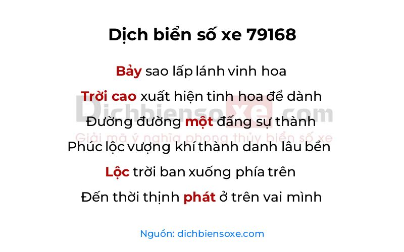 Dịch thơ biển số 79168