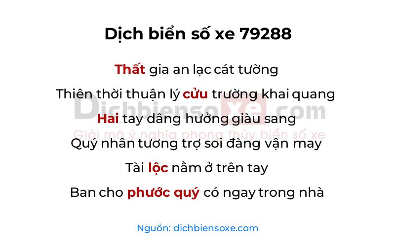 Dịch thơ biển số 79288
