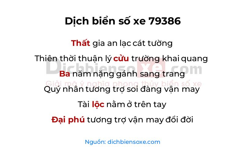 Dịch thơ biển số 79386