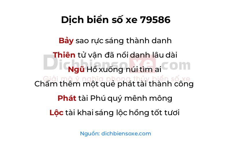 Dịch thơ biển số 79586