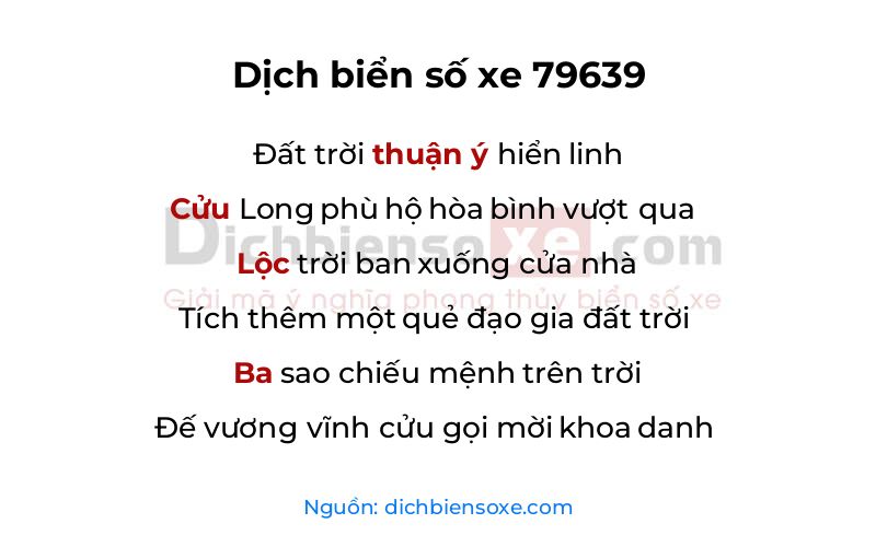 Dịch thơ biển số 79639