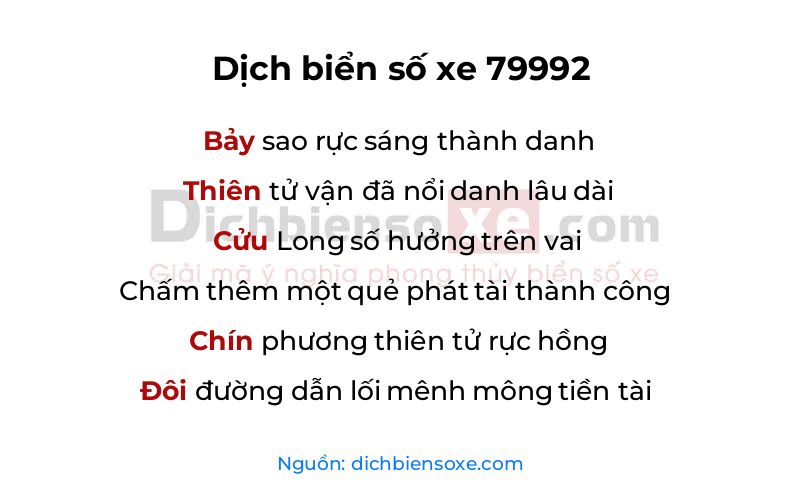 Dịch thơ biển số 79992