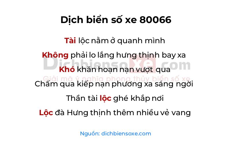 Dịch thơ biển số 80066