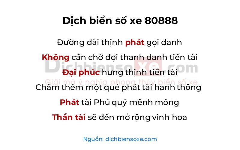 Dịch thơ biển số 80888