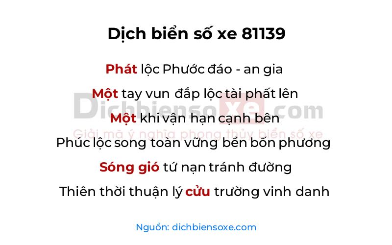 Dịch thơ biển số 81139