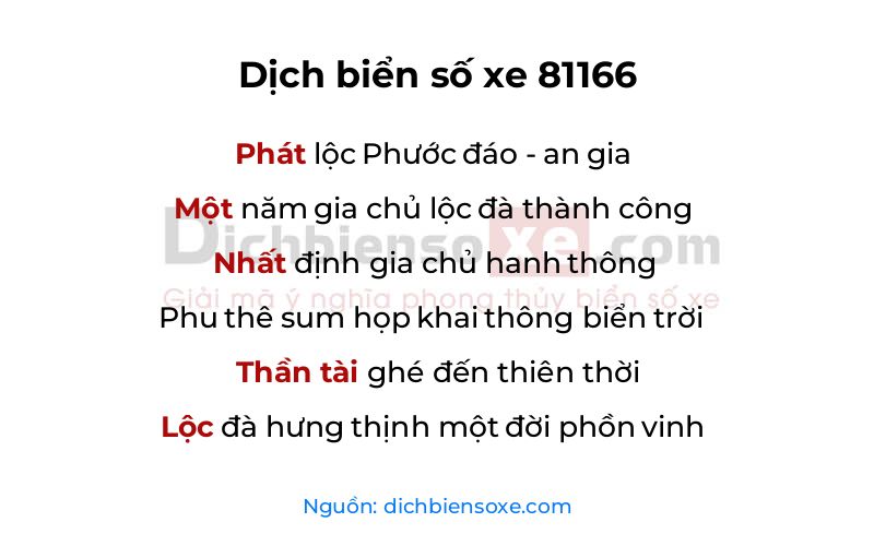 Dịch thơ biển số 81166