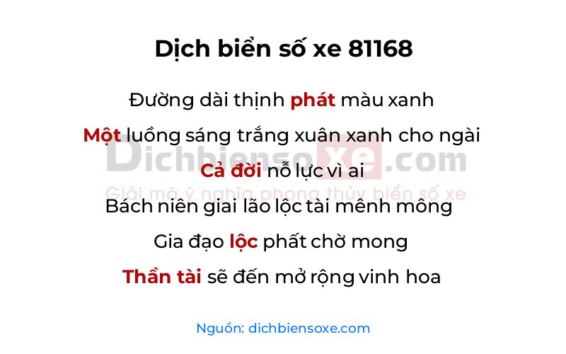 Dịch thơ biển số 81168