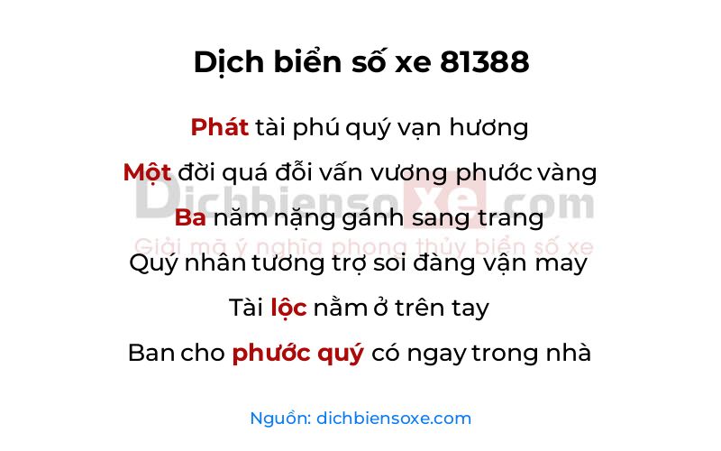 Dịch thơ biển số 81388