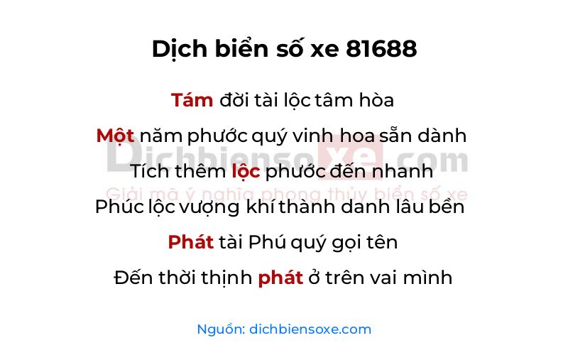 Dịch thơ biển số 81688