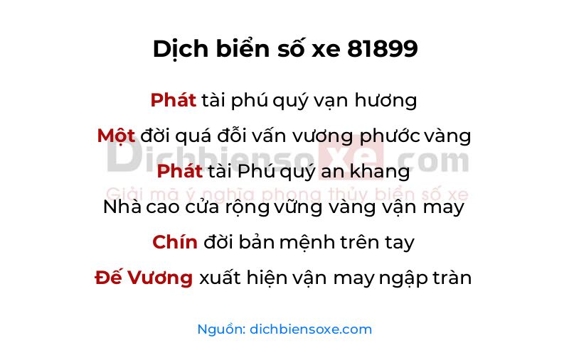 Dịch thơ biển số 81899