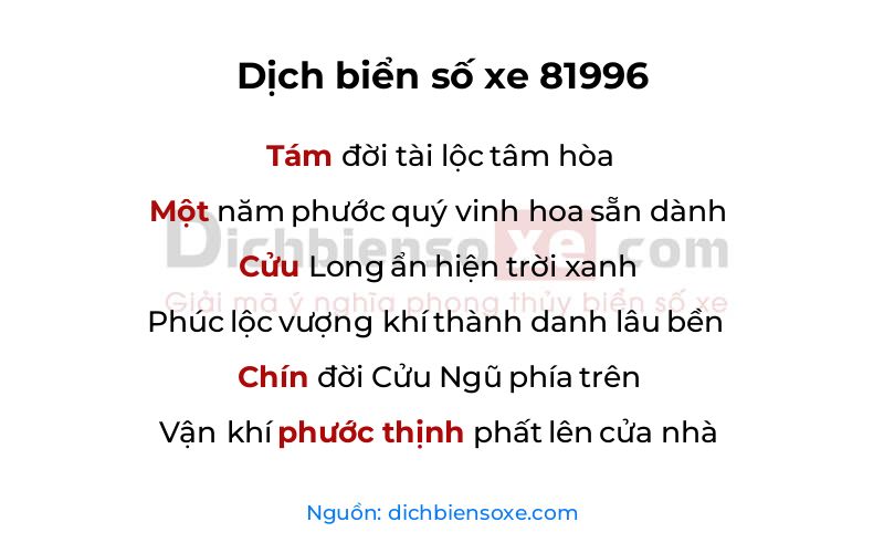 Dịch thơ biển số 81996