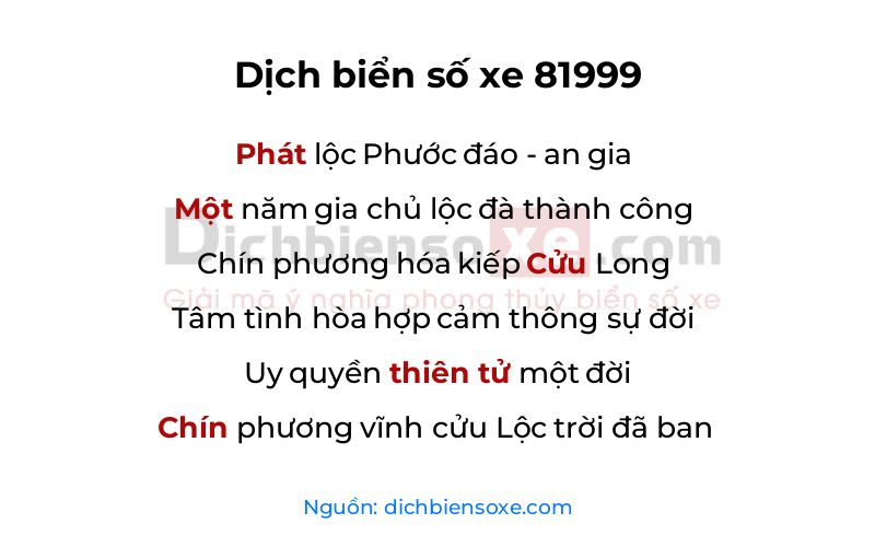 Dịch thơ biển số 81999