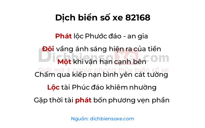 Dịch thơ biển số 82168