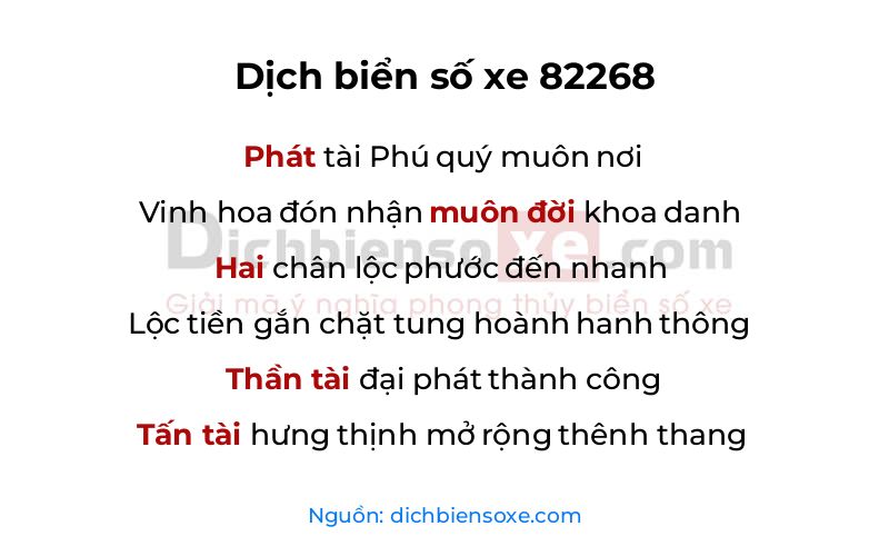 Dịch thơ biển số 82268