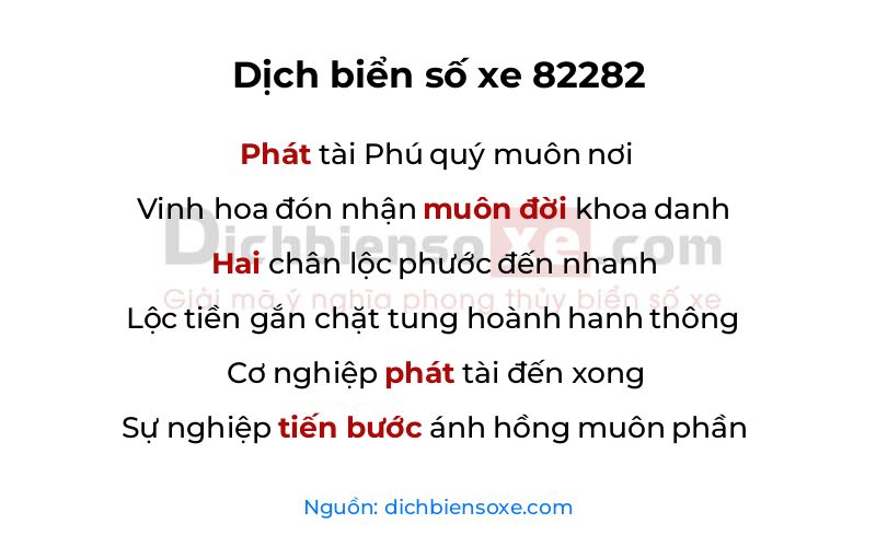 Dịch thơ biển số 82282