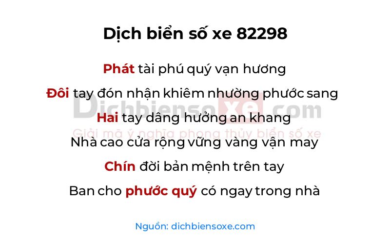 Dịch thơ biển số 82298